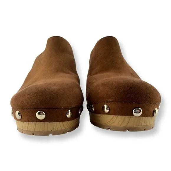 Sun + Stone Taanya Platform Clog Mules Studded in Brown Micro Suede Size 11 - Picture 4 of 11